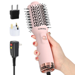 GLOBLWING automatic dual-voltage travel dryer brush ready for international trips.