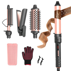 GloCurlX 4-in-1 iron set on dresser for versatile daily styling options.