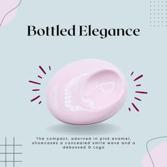 Glossier You Solid pink enamel compact shown as refillable design