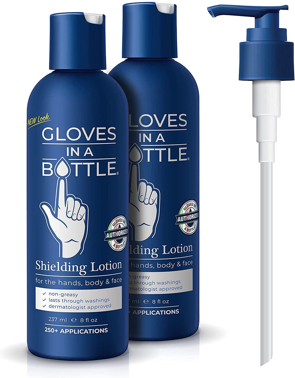 Gloves In A Bottle shielding lotion dispensing bottle demonstrates a clear barrier for everyday hand protection.