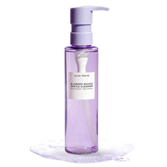 Glow Recipe Blueberry Bounce cleanser pump bottle showing hydrating foam for makeup removal