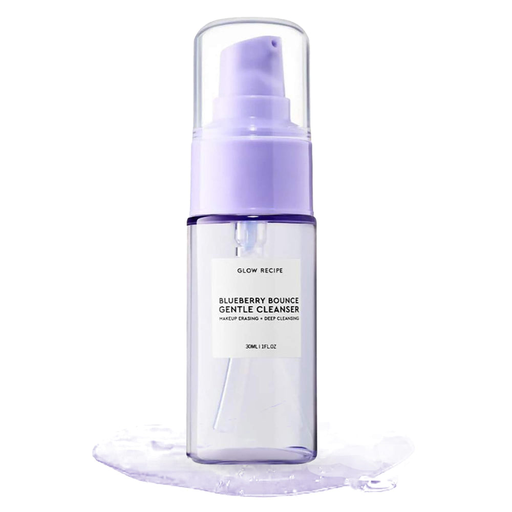 Glow Recipe Blueberry Bounce Face Wash travel pump for gentle makeup removal