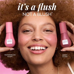 Glow Recipe doe-foot applicator applying dewy flush on cheek for natural buildable color