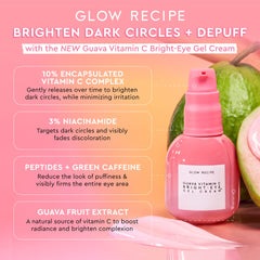 Glow Recipe Guava Eye Gel tube close-up with smooth applicator for gentle under-eye use.