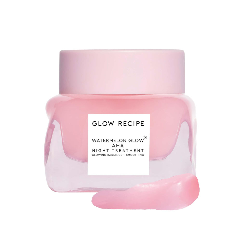 Glow Recipe Watermelon Glow Night Treatment jar—overnight resurfacing for smoother, radiant skin.