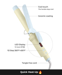 Glow U curling iron ceramic-coated barrel delivers smooth, healthy-looking curls.