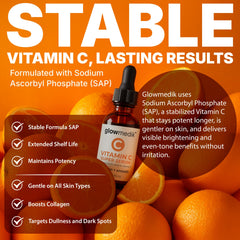 GlowMedik Vitamin C Serum swatches showing smooth, even texture.