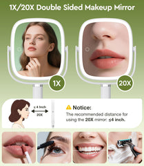 Glowtop three lighting modes with dimmable brightness for natural skin tone visibility.
