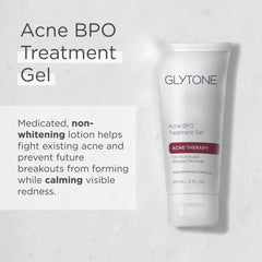 Glytone treatment gel on the skin demonstrates pore-minimizing, oil-control benefits.