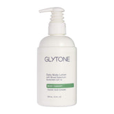 Glytone Daily Body Lotion SPF15 bottle showing broad protection for daily skin care.