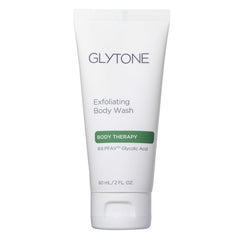 GLYTONE Exfoliating Body Wash bottle shown for fragrance-free hydration on dry skin.