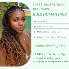 Goday 6 bundles 150g deep wave for fuller braids