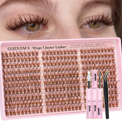 Goddvenus brown lash clusters 10-16mm for a natural wispy look.