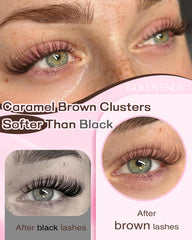 Goddvenus brown lash clusters kit includes glue and tweezers for at-home extensions.