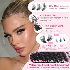 Goddvenus d-curl waterproof lash clusters highlights durable, water-resistant lashes for all-day wear.