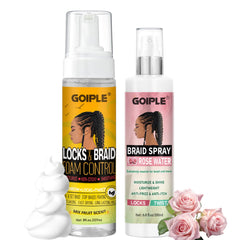 Goiple braid foam-control mousse bottle closeup for smooth twist styling