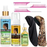 Goiple braid rinse-free shampoo bottle demonstrates waterless cleansing for locs.