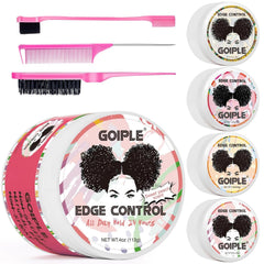 Goiple edge control wax collection box shows eight-piece set for versatile looks.