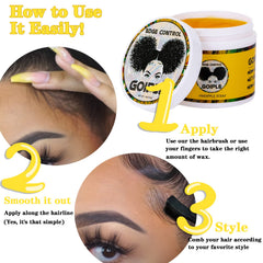 Goiple edge control wax yellow pack provides sleek styling and moisture balance.