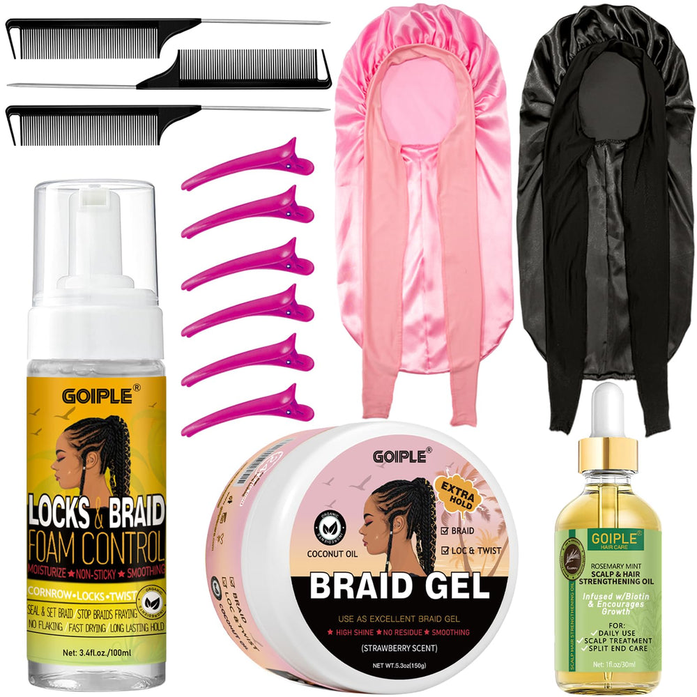 Goiple Extra Hold Braiding Kit bottle shows strong hold for lasting twists.