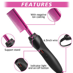 Goiple heat-adjustable hot comb showing temperature dial for customized straightening