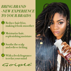 Goiple Loc Moisturizing Spray passion-fruit mist hydrates locs with tropical fragrance.
