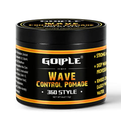 Goiple natural wave pomade jar showing defined waves and silky shine for daily grooming