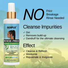 Goiple waterless braid shampoo foaming texture for quick refresh of protective styles.