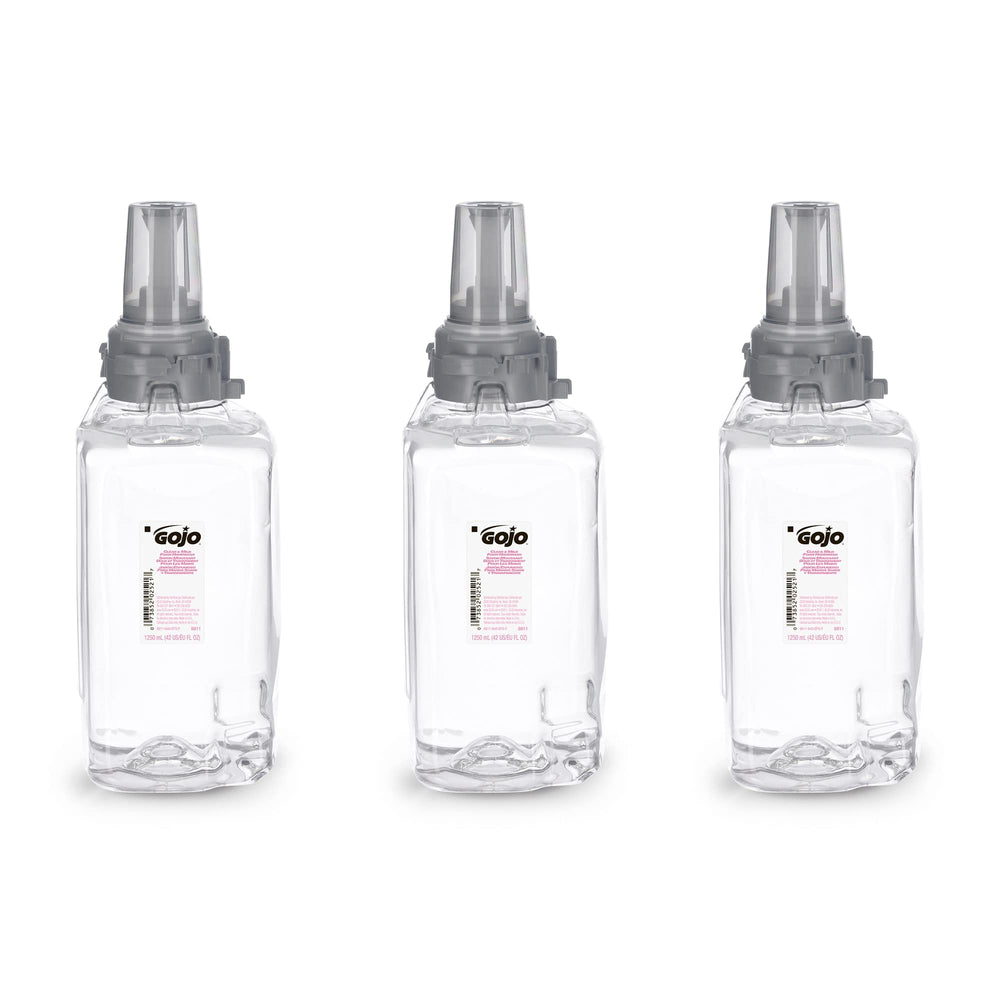GOJO ADX-12 three-refill pack front view, fragrance-free and easy to maintain hygiene