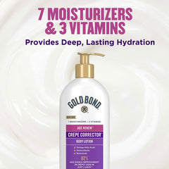 Gold Bond Age Renew Crepe Corrector packaging shot emphasizes value and hydration.