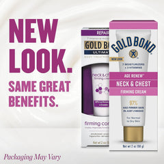 Gold Bond Neck & Chest Firming Cream applied to neck and chest for improved texture.