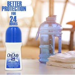 Golden Crystal On Duty 24 Hours Sport Roll-On demonstrates quick absorption during workouts.