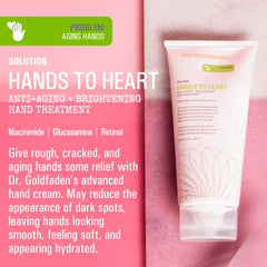 Goldfaden MD Hands To Heart cream application on dry hands for smoother texture