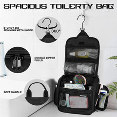 Goloni travel bag in hotel bathroom saving counter space.