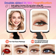 GOMIPURU double-sided mirror offers 1X and 30X for detail work.