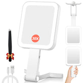 GOMIPURU magnifying travel mirror shows 360-degree rotation for easy angle change during on-the-go grooming