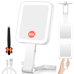 GOMIPURU magnifying travel mirror shows 360-degree rotation for easy angle change during on-the-go grooming