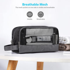 Gonex travel toiletry bag nylon black side pocket adds extra storage.
