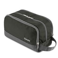 Gonex travel toiletry bag nylon gray, front view, compact for carry-on packing