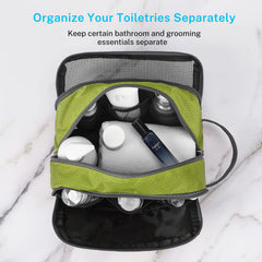 Gonex travel toiletry bag nylon green interior compartments keeps items visible