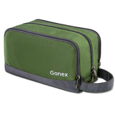 Gonex travel toiletry bag olive green front view highlights compact, lightweight storage for trips.
