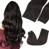 GOO GOO clip-in extensions packfront shows natural blend and instant volume.