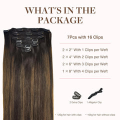 GOO GOO clip-in hair extensions 7pcs set packaging shows value and easy setup