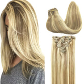 GOO GOO clip-in extensions real human hair 16 inch length for natural volume