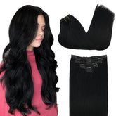 GOO GOO clip-in hair extensions real human hair closeup for natural blend