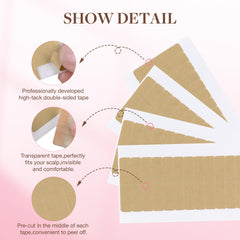 GOO GOO Hair Extension Tape pre-cut sheet ready for quick peel and stick.