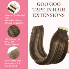 GOO GOO balayage color swatches showing chocolate brown to caramel blonde shade match