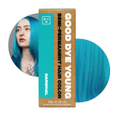 Good Dye Young narwhal bottle pour shows vibrant teal color ready to apply