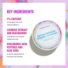 Good Molecules eye patches applied under-eye for depuffing and hydration.