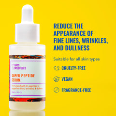 Good Molecules Super Peptide Serum dropper releasing serum for quick absorption